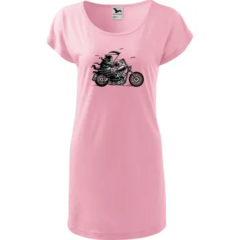 Dámské šaty DOBRÝ TRIKO Dámské tričko/šaty Smrtka na motorce Velikost: S, Barva: Růžová