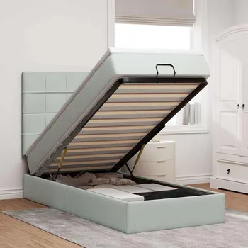 Postel vidaXL Osmanský rám postele s matracemi 90x190cm samet [3313443] Barva: světle šedá