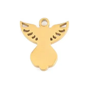 Přívěsek Přívěsek z nerezové oceli anděl 11x12 mm - 2 zlatá