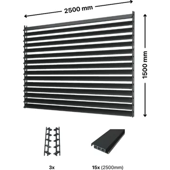 Příslušenství pro zahradní stavbu Hahn Holz Set pro venkovní žaluzie z hliníku RAL 7016 (antracitová): V:1500mm, Š:2500mm