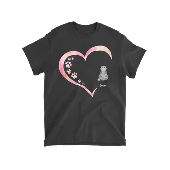 Tričko - Otisky tlapek a srdce - kočky Tričko / Černá / 3XL