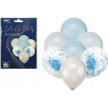 Balónek SADA BALÓNKŮ MODRÁ KYTICE 7KS NAROZENINY 30CM