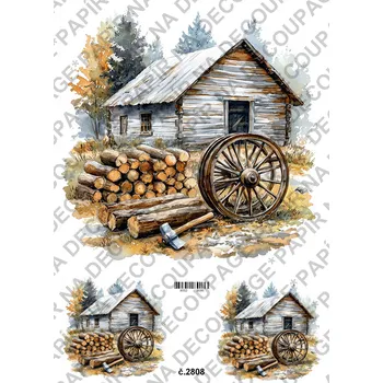 Umělecký papír Rýžový a soft papír na decoupage - Kolo od vozu - KB2808 Materiál: Soft, Rozměr: A4