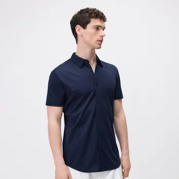 Reserved - Košile super slim z mercerované bavlny - tmavomodrá - 864DI-59X - 864DI-59X-S