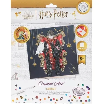 plyšák Crystal Art pohlednice - Harry Potter a Hedvika, 18x18cm