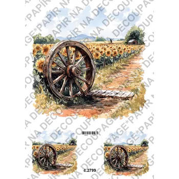 Umělecký papír Rýžový a soft papír na decoupage - Kolo od vozu - KB2799 Materiál: Soft, Rozměr: A4