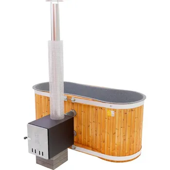 Koupací sud Original Tiny Kirami Ohřívač: CULT-SI Heater 19 kW, Vnější barva: Termodřevo, Vnitřní barva: Světlé-šedá - bez LED osvětlení