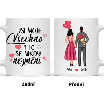 Hrnek - Zamilovaný pár 2. verze - Jsi moje všechno a to se nikdy nezmění Modrá