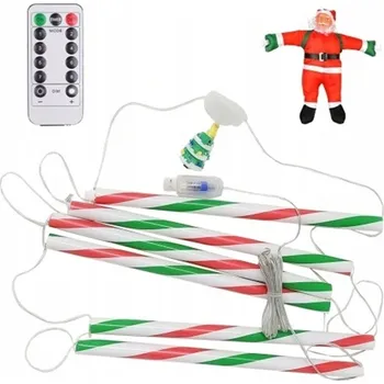 Vánoce VÁNOČNÍ LED SVĚTÝLKA ŽEBŘÍK 75CM 8 REŽIMŮ DÁLKOVÉ OVLÁDÁNÍ ČASOVAČ Mikuláš
