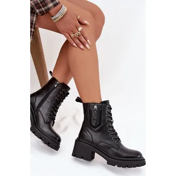 Dámské kozačky Kožené dámské kotníkové boty na klínu vyhřívané Vinceza 86418 Barva: Černá, Velikost: 40