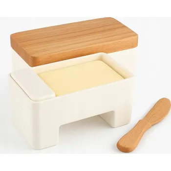 Obraz BÍLÁ CHYTRÁ MÁSELNICE NA VODU S NOŽÍKEM – ČERSTVÉ MÁSLO BEZ LEDNICE