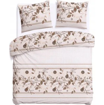 Povlečení Povlečení bavlněné 140x200 BAVLNA 100% béžové s pastelovými listy a tečkami