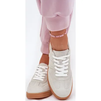 Dámské tenisky Dámské Nízké Sněrovací Tenisky Z Semiše Paliana Barva: Stříbrná, Velikost: 41