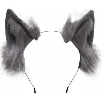 Čelenka ROZTOMILÉ KOČIČÍ LIŠČÍ UŠI Z UMĚLÉ KOŽEŠINY COSPLAY ANIME ČELENKA - ŠEDÉ