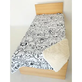 deka Luxusní deka s beránkem 140x200 mikroflanel TISK Kočky a psi