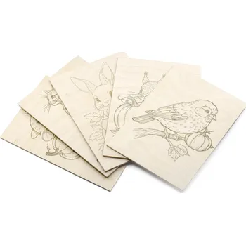 Předtištěné překližky Podzimní zvířátka sada 5ks ( formát A5 )