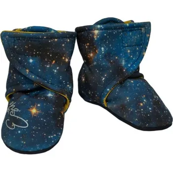 Capáčky Esito (ušito v ČR) Softshellové barefoot bačkůrky, capáčky s fleecem na jaro a podzim GALAXIE (2-18 měsíců / více velikostí)