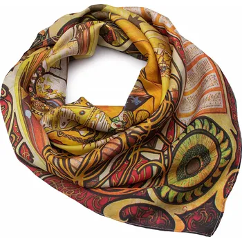 Šátek Fennysun Inc. Oboustranný šátek - hnědý s potiskem