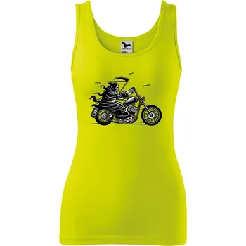 DOBRÝ TRIKO Dámské tílko s potiskem Smrtka na motorce Velikost: 2XL, Barva: Limetková