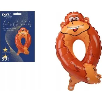 Balónek Fóliový balónek NAROZENINY OSLAVA ČÍSLICE NULA 0 OPICE