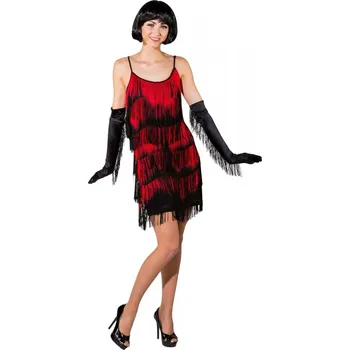 Karnevalový kostým Dámské třásňové šaty - Červené 34/38