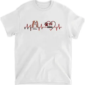 Pánské tričko Tričko - Srdeční tep - Psi Tričko / Bílá / S