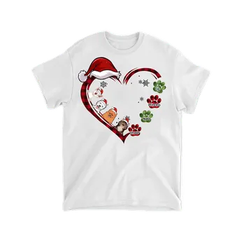 Tričko - Vánoční srdce 2 - až 4 mazlíčci Tričko / Bílá / 4XL