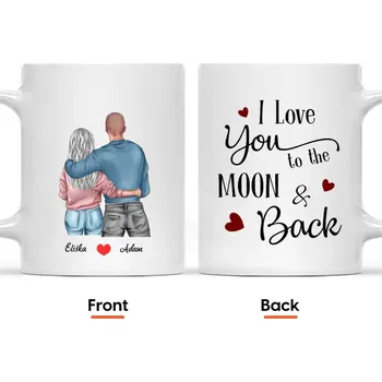 Hrnek - Zamilovaný pár - I love you to the moon and back Černá