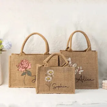 Polštář Jute taška s vlastní jménem M - 30x30x19cm