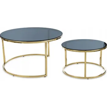 Konferenční stolek Elegantní zlatý konferenční stolek kulatý moderní glamour lesklý chrom