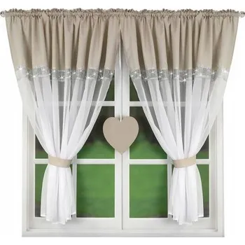 Záclona Záclona záclona ZIRKONY 400x145 VOÁL PLST SRDCE OŘECHOVÉ L433