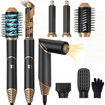 Fén Multifunkční Fén na Vlasy s Žehličkou a Kulmou Sada Černá