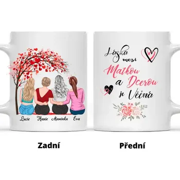 Hrnek - Matka a Dcera 6. verze s třešňovými květy Bílá