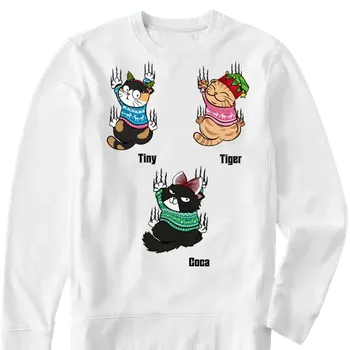 Pánská mikina Mikina - Já a chlupatí mazlíčci 2 - až 8 kočky Mikina / Bílá / 3XL