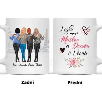 Hrnek - Matka a Dcera 7. verze - až 3 dcery Bílá