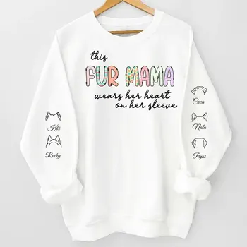 Pánská mikina Mikina - This fur mama wears her heart on her sleeve - až 6 mazlíčků Mikina / Šedá / XL