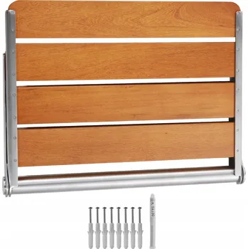 Koupelnové sedátko Skládací Sedátko do Sprchy z Kvalitního Teaku, Maximální Nosnost 226,8 kg