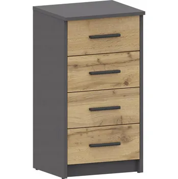 Komoda Komoda skříňka BODO 4S GRAFIT-WOTAN antracit 4 zásuvky 40cm regál UFC