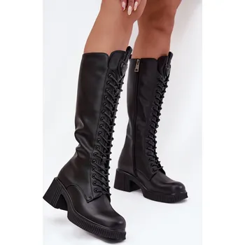 Dámské kozačky Kožené Vyšněné Kozačky Na Klínu Vyhřívané Vinceza 66804 Barva: Černá, Velikost: 36