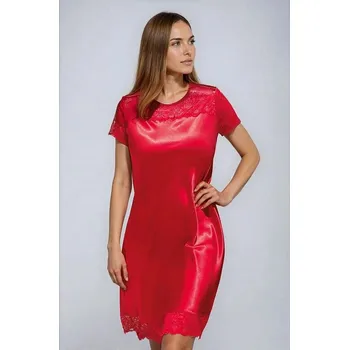 Dámská noční košile Saténová noční košilka Louise červená XL - Dárková krabička