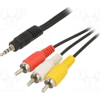 Audio kabel DANAPO Redukční kabel JACK 3,5mm 4pin - 3x CINCH délka 2m