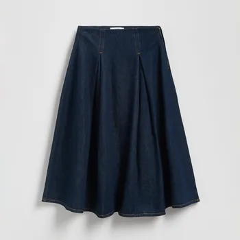 Dámská sukně Reserved - Džínová midi sukně - tmavomodrá - 641GT-59J - 641GT-59J-M