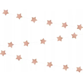 Papírová girlanda "Hvězdy", růžové zlato, PartyPal, 250 cm