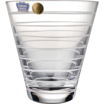 Sklenice Broušená sklenice na nealko s pruhy 340 ml, Glamour Crystal, 2 ks