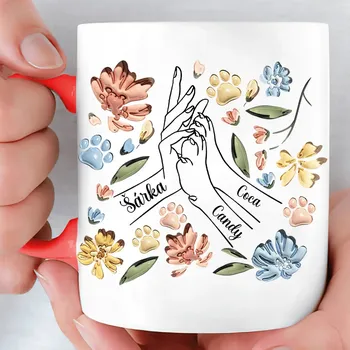 Hrnek - High Five Tlapky a ruce - až 4 psů Růžová