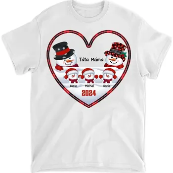 Tričko - Vánoční srdce 3 - Až 8 dětí Tričko / Bílá / 4XL