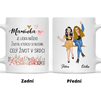 Hrnek - Matka a Dcera - Maminka je láska našeho života, kterou si nosíme celý život v srdci Modrá