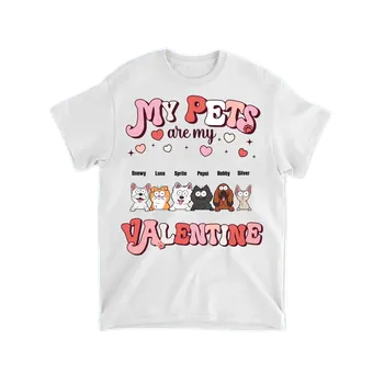 Pánské tričko Tričko - My pets are my Valentine - až 6 mazlíčci Tričko / Bílá / 2XL
