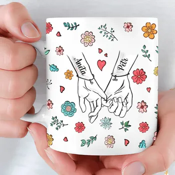 Sada hrnků 2ks - pro zamilované s vlastní jménem Růžová