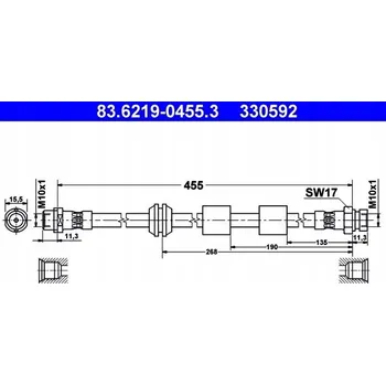 Brzdová hadice ATE 83.6219-0455.3 Brzdová hadice